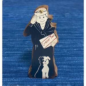 Cracker Jack Woden Die Cut Figure Trinket Stash Box w/ Lid 21B